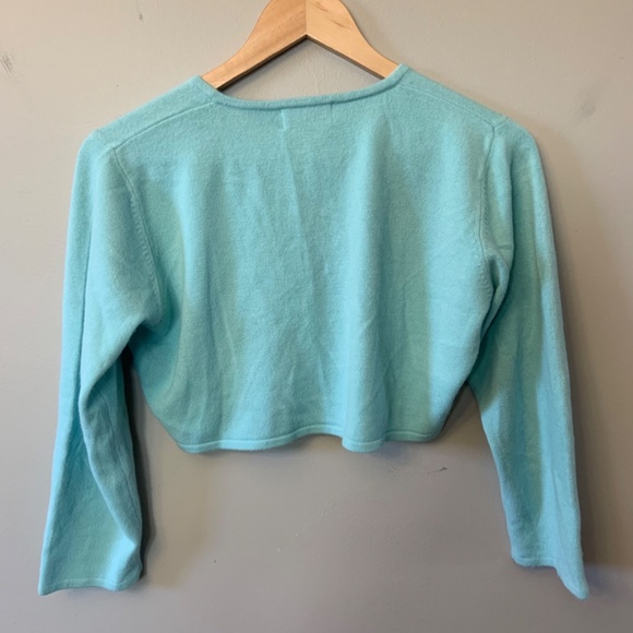 Vintage Topshop cropped teal cardigan - Picture 2 of 3